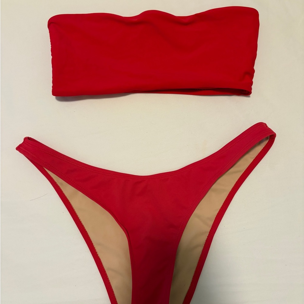 Zaful Red Bandeau Bikini Set
